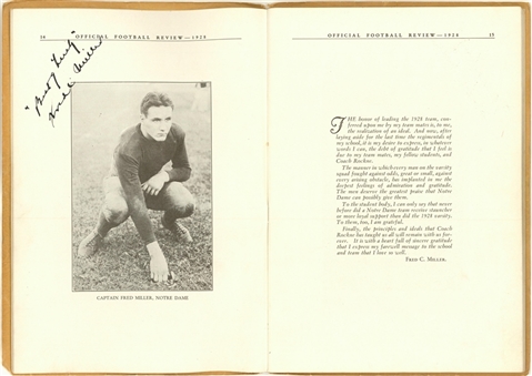 1928 University of Notre Dame Official Football Review With 39 Signatures Including Rockne (PSA/DNA) "Win One for the Gipper" Season